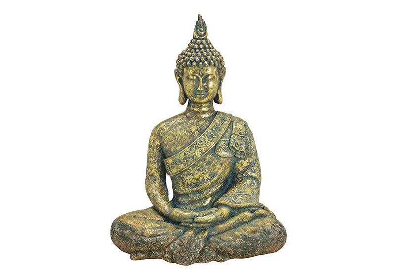 Buddha Figur sitzend gold-antik 65cm