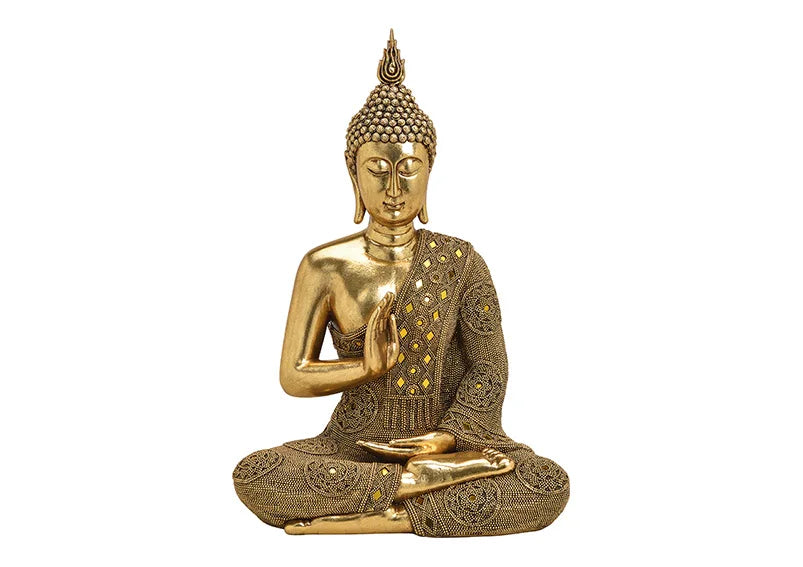Buddha Figur sitzend gold 49cm