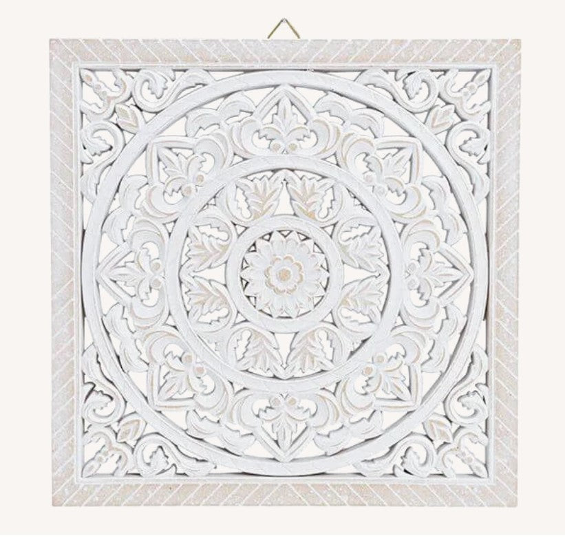 Massivholz Wandbild weiß 40cm