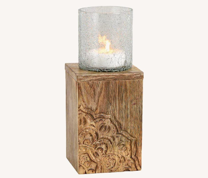 Boho Design Windlicht mit Crack Glas