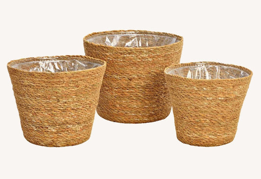 Blumentopf Set 3er Boho Seegras