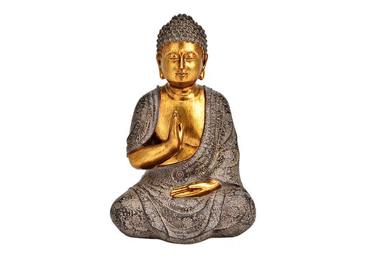 Buddha Figur gold sitzend 23cm