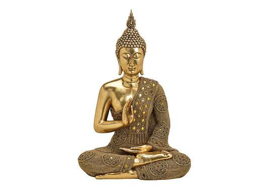 Buddha Figur sitzend gold 49cm
