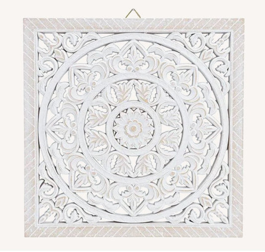 Massivholz Wandbild weiß 40cm